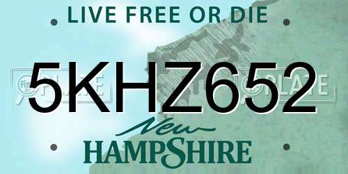 5KHZ652 New Hampshire License Plate