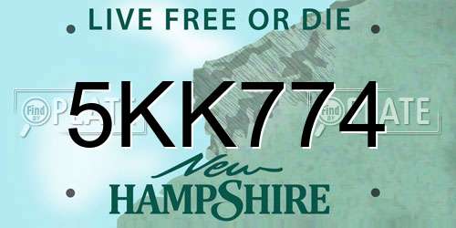 5KK774 New Hampshire License Plate