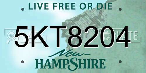 5KT8204 New Hampshire License Plate