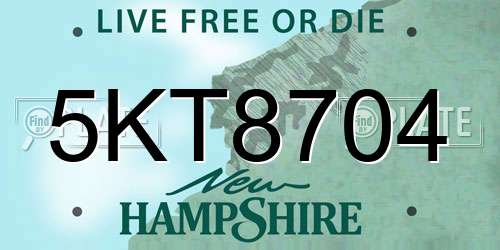 5KT8704 New Hampshire License Plate