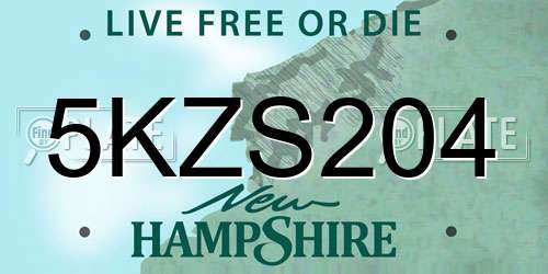 5KZS204 New Hampshire License Plate