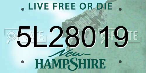 5L28019 New Hampshire License Plate