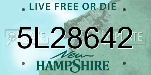5L28642 New Hampshire License Plate