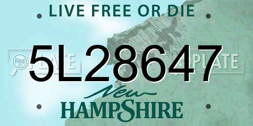 5L28647 New Hampshire License Plate
