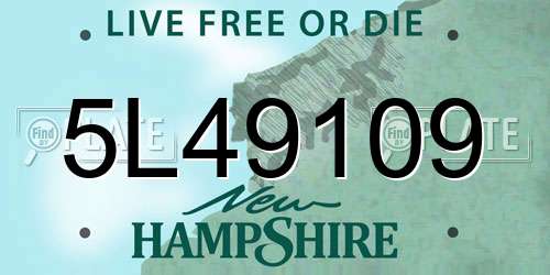 5L49109 New Hampshire License Plate