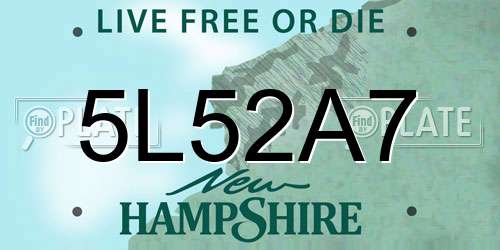 5L52A7 New Hampshire License Plate