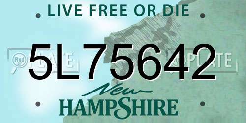 5L75642 New Hampshire License Plate