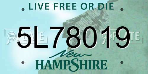 5L78019 New Hampshire License Plate