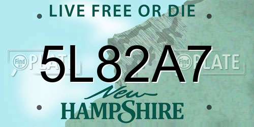 5L82A7 New Hampshire License Plate