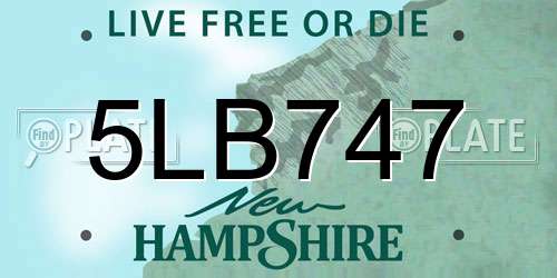 5LB747 New Hampshire License Plate