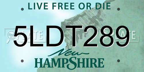 5LDT289 New Hampshire License Plate