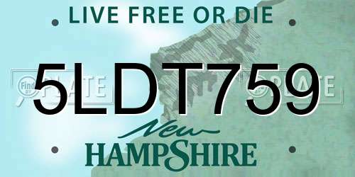 5LDT759 New Hampshire License Plate