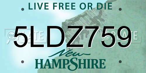 5LDZ759 New Hampshire License Plate