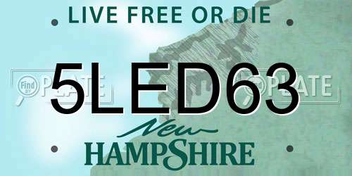 5LED63 New Hampshire License Plate
