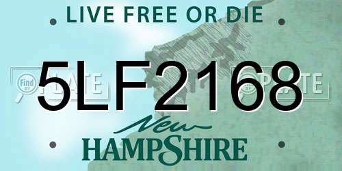5LF2168 New Hampshire License Plate