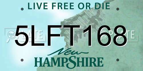 5LFT168 New Hampshire License Plate