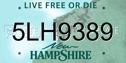 5LH9389 New Hampshire License Plate