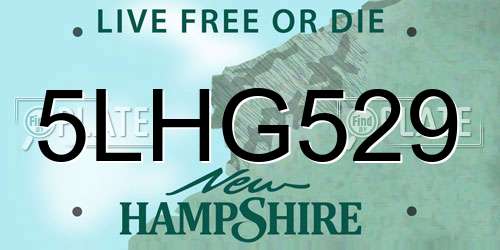 5LHG529 New Hampshire License Plate