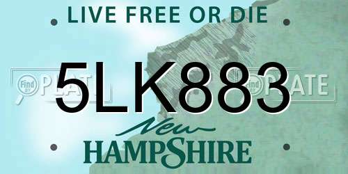 5LK883 New Hampshire License Plate