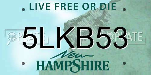 5LKB53 New Hampshire License Plate