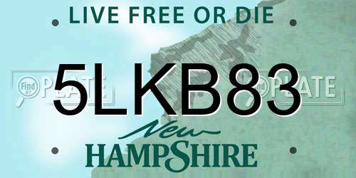5LKB83 New Hampshire License Plate