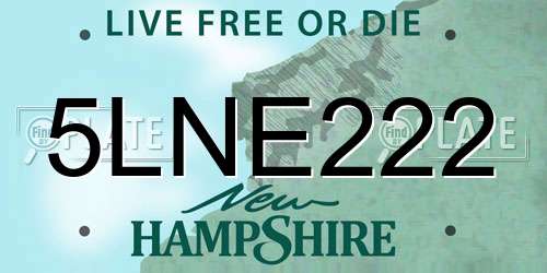 5LNE222 New Hampshire License Plate