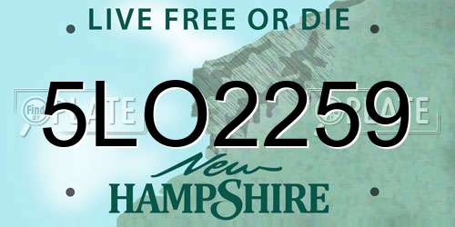 5LO2259 New Hampshire License Plate