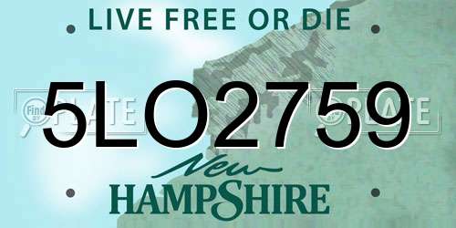 5LO2759 New Hampshire License Plate