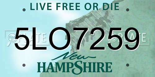 5LO7259 New Hampshire License Plate