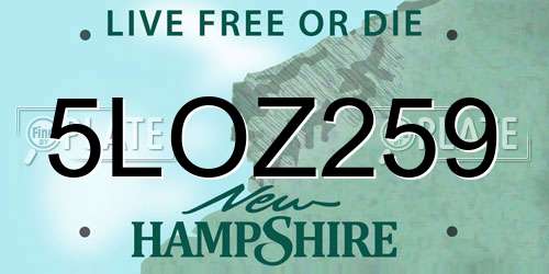 5LOZ259 New Hampshire License Plate