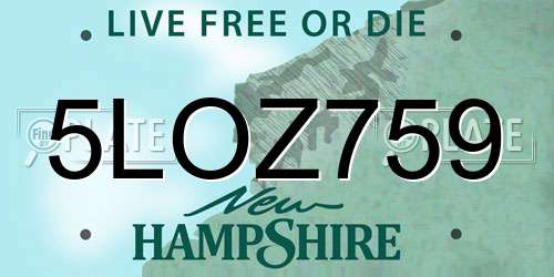 5LOZ759 New Hampshire License Plate