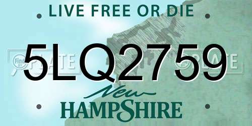 5LQ2759 New Hampshire License Plate