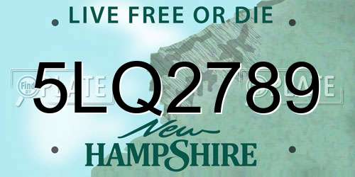 5LQ2789 New Hampshire License Plate
