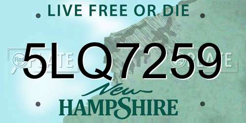 5LQ7259 New Hampshire License Plate