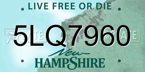 5LQ7960 New Hampshire License Plate