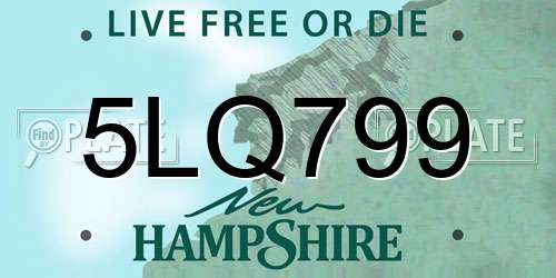 5LQ799 New Hampshire License Plate