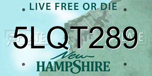 5LQT289 New Hampshire License Plate