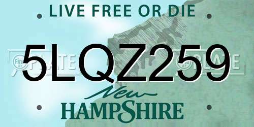5LQZ259 New Hampshire License Plate