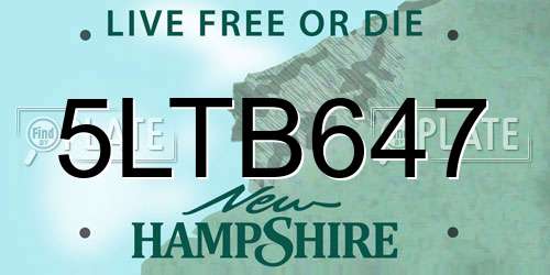 5LTB647 New Hampshire License Plate