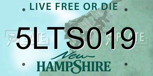 5LTS019 New Hampshire License Plate