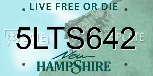 5LTS642 New Hampshire License Plate