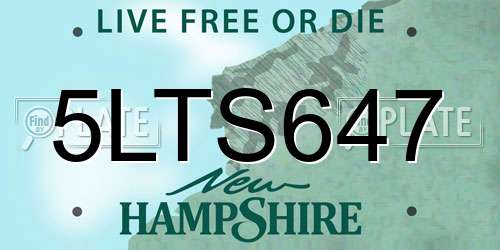 5LTS647 New Hampshire License Plate