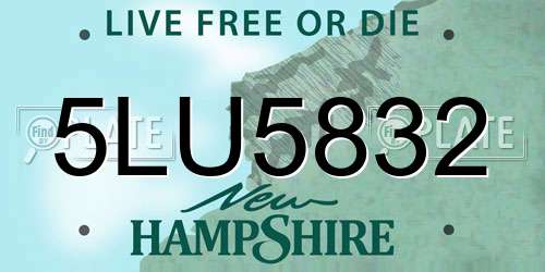 5LU5832 New Hampshire License Plate