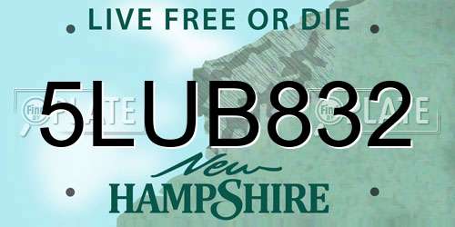 5LUB832 New Hampshire License Plate
