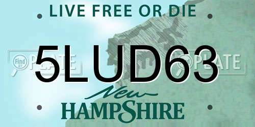5LUD63 New Hampshire License Plate
