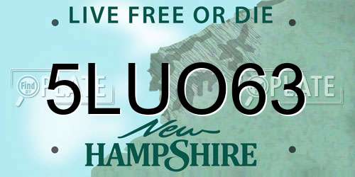 5LUO63 New Hampshire License Plate