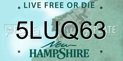 5LUQ63 New Hampshire License Plate
