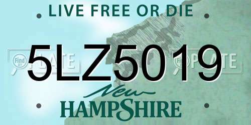 5LZ5019 New Hampshire License Plate