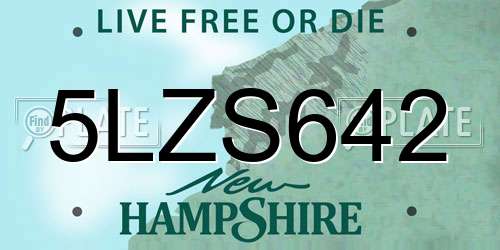 5LZS642 New Hampshire License Plate
