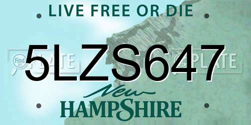 5LZS647 New Hampshire License Plate